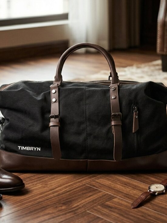 TIMBRYN Other - TIMBRYN Large Canvas & Leather Weekend Duffle Bag – Men's Vintage Travel CarryOn